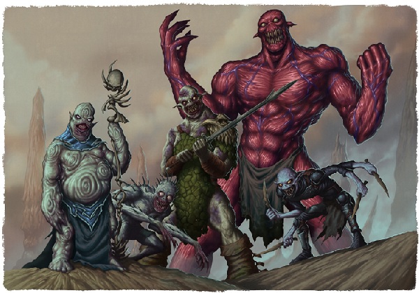 Foulspawn - seer, wretch, berserker, hulk, mangler (L to R)